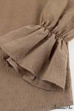 Elegant Neckline Mandarin - Flounce Blouse Solid 3 Color Options