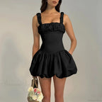 Elegant Pleated Fluffy Vacation Dress