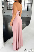 Elegant Ruched Side Slit Party Dress