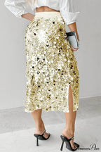 Elegant Sequin High-Waist Bodycon Midi Skirt
