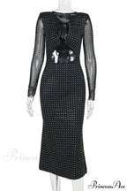 Elegant Sequin Sparkle Hollow Out Sexy Boho Dress