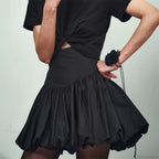 Elegant Solid Bud Mini Skirt