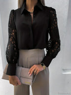 Elegant Solid Chiffon V Neck Blouse