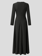 Elegant Solid V neck Lace up Dress