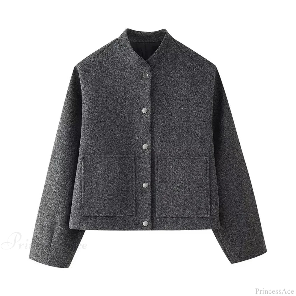 Elegant Solid Wool One Button Overcoat