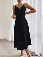 Elegant Spaghetti Strap Charming Pleated Leg Slit Dress
