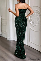 Elegant Strapless Formal Maxi Dress
