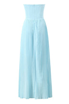 Elegant Sweetheart Strapless Bustier Drop Waist Pleated Evening Maxi Dress