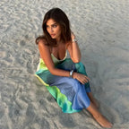 Elegant Tie Dye Satin Vacation Dress