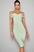 Keira Light green open-shoulder Maxi dress