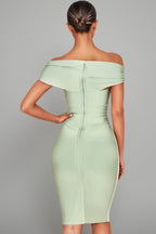 Keira Light green open-shoulder Maxi dress