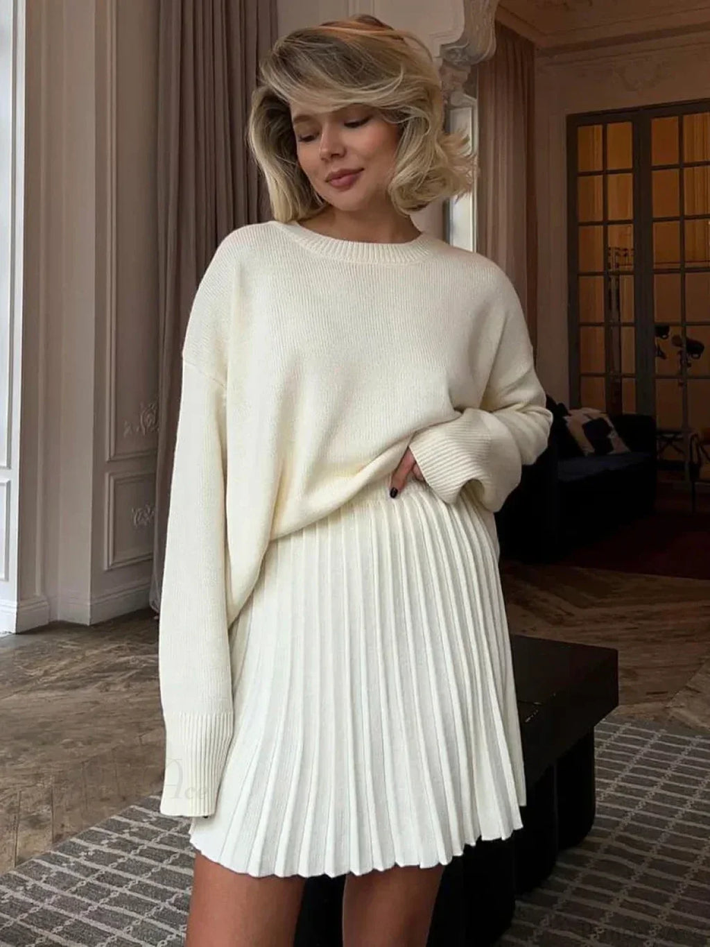 Elegant Vintage 2-Piece Skirt Sweater
