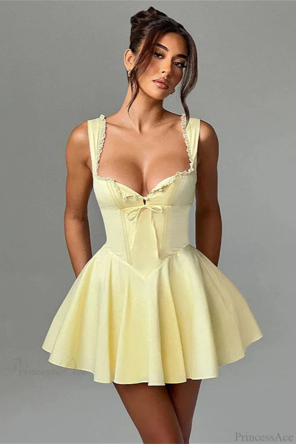 Elegant Waist Slim A Line Sexy Mini Dress