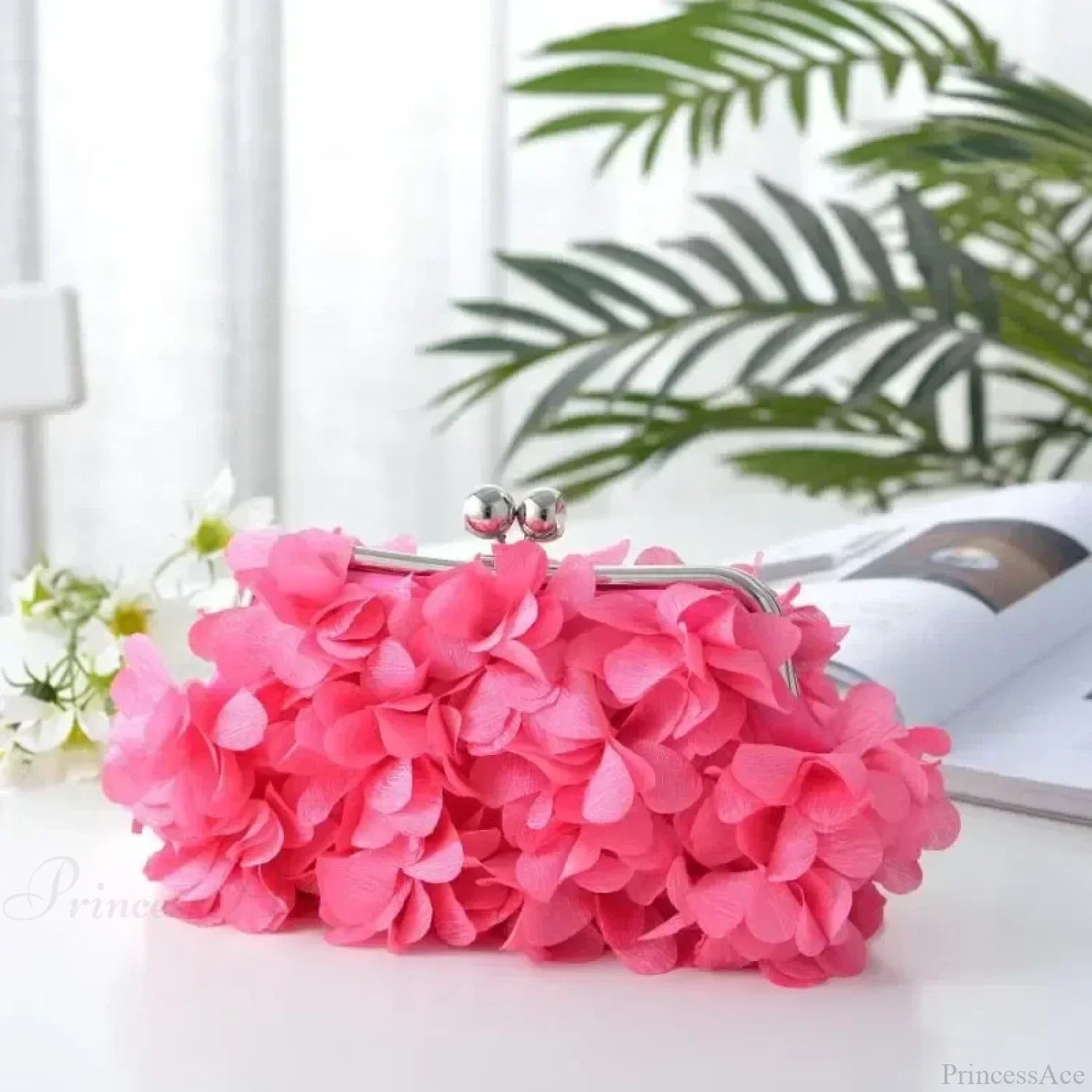 Elegant White Bride Floral Wedding Clutch Evening Handbag