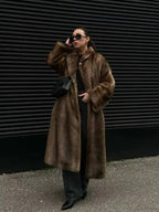 Elegant Woolen Belted Long Sleeve Overcoat