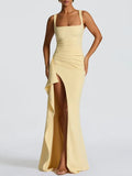 Elena Draped Slit Maxi Dress