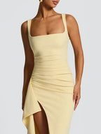 Elena Draped Slit Maxi Dress