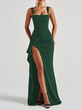 Elena Draped Spaghetti Maxi Dress