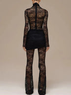 Elena Lace Sheer Draped Jumpsuit