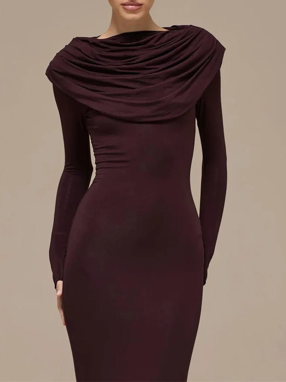 Elena Ruched Long Sleeve Maxi Dress