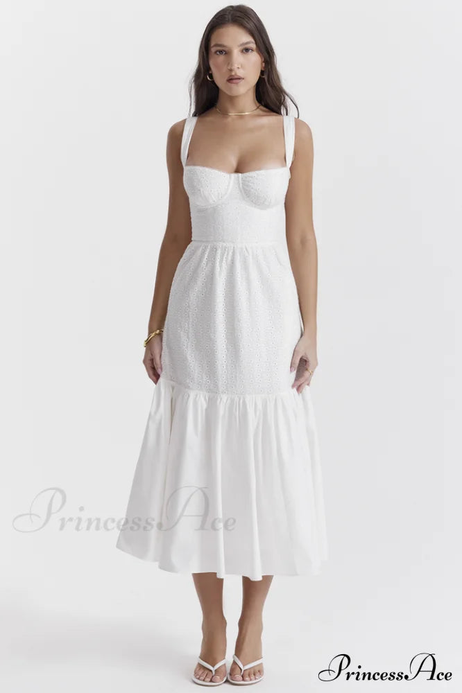 Elia White Broderie Charming Anglaise Midi Dress