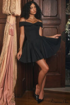 Elida Black Stylish Mini Dress