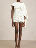 Elise Cape Ruffle Mini Dress