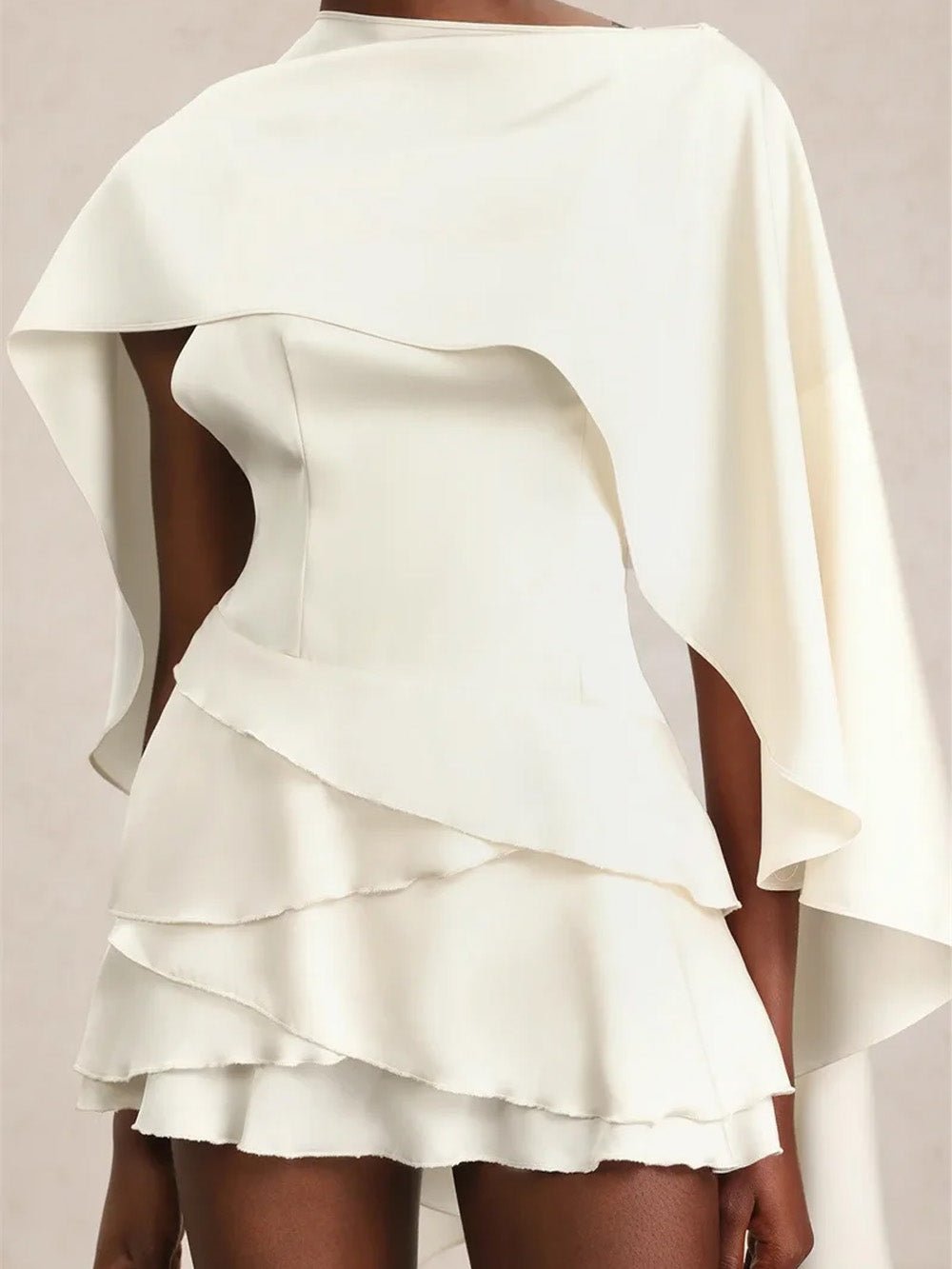 Elise Cape Ruffle Mini Dress