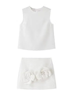 Elise Sleeveless Applique Top & Mini Skirt Set