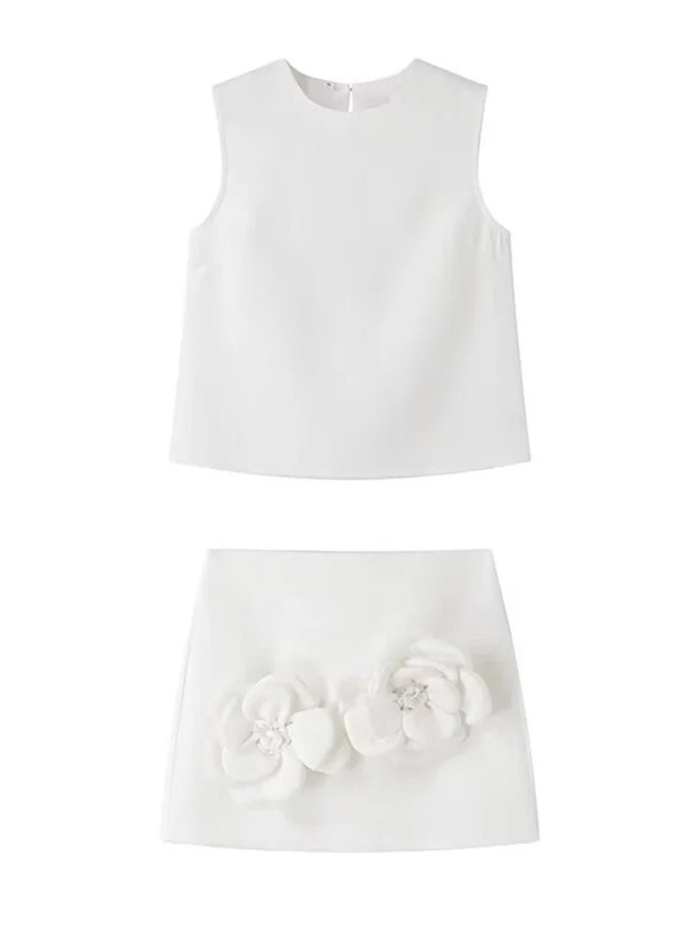 Elise Sleeveless Applique Top & Mini Skirt Set