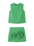 Elise Sleeveless Applique Top & Mini Skirt Set