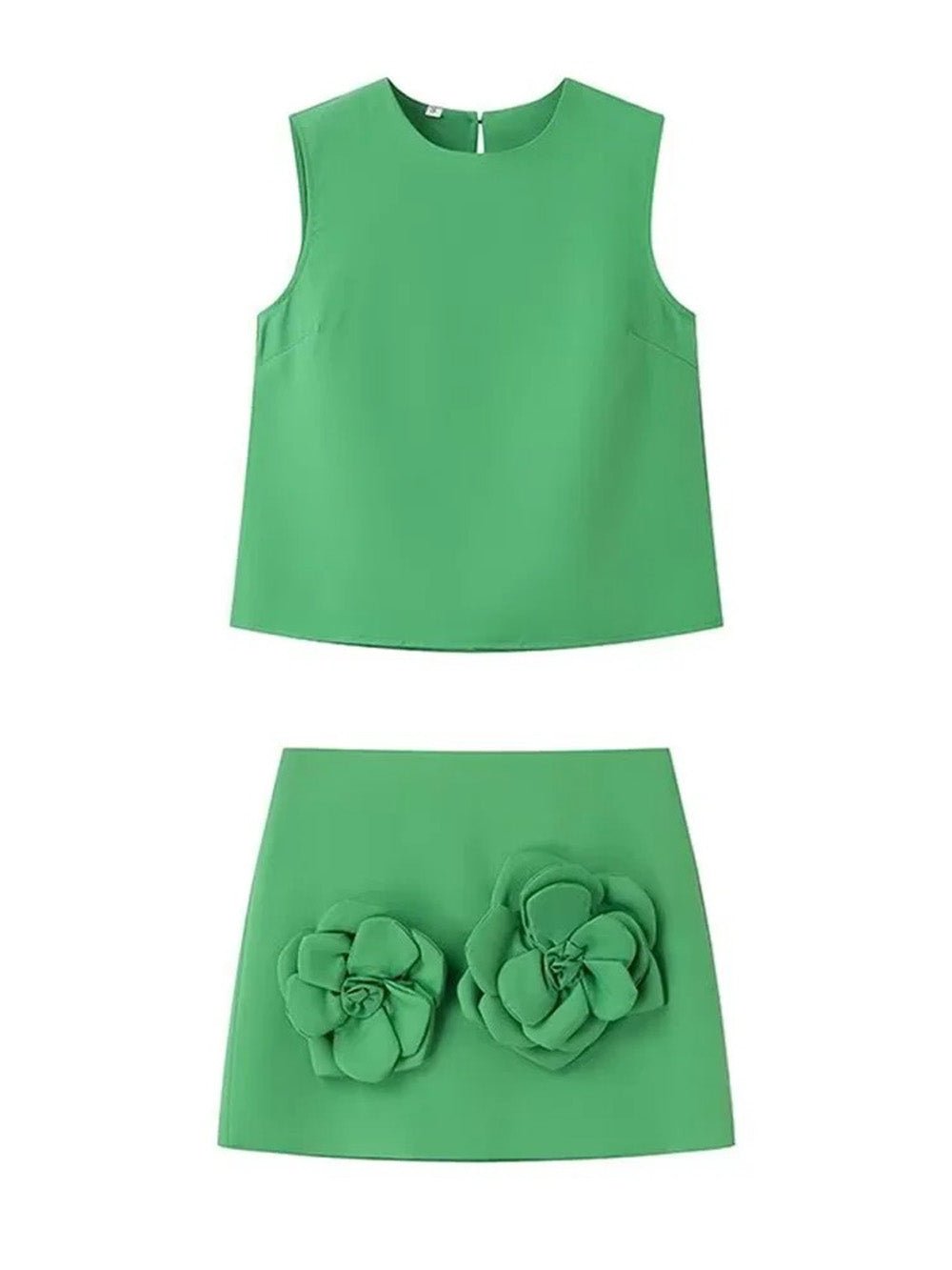 Elise Sleeveless Applique Top & Mini Skirt Set