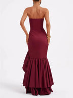 Eliza Strapless Split Ruffle Maxi Dress