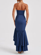 Eliza Strapless Split Ruffle Maxi Dress