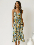 Lorena Statement Premium Chiffon Midi Dress Elevated Occasion Wear
