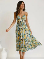 Lorena Statement Premium Chiffon Midi Dress Elevated Occasion Wear