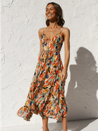 Lorena Statement Premium Chiffon Midi Dress Elevated Occasion Wear