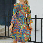 Leonor Boutique Bohemian Dress with Floral Print Chic Silhouette Collection