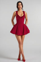 Naomi Red Strapless Ruffle Mini Dress