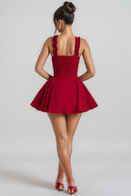 Naomi Red Strapless Ruffle Mini Dress