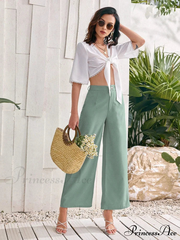 High Waist Wide Leg Trousers