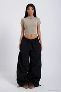 Embroidered Cargo Street Straight Leg Pants