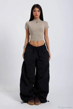 Embroidered Cargo Street Straight Leg Pants
