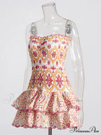 Embroidered Design Tube Charming Ruched Mini Dress