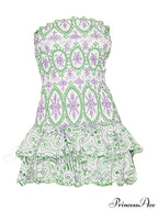 Embroidered Design Tube Charming Ruched Mini Dress