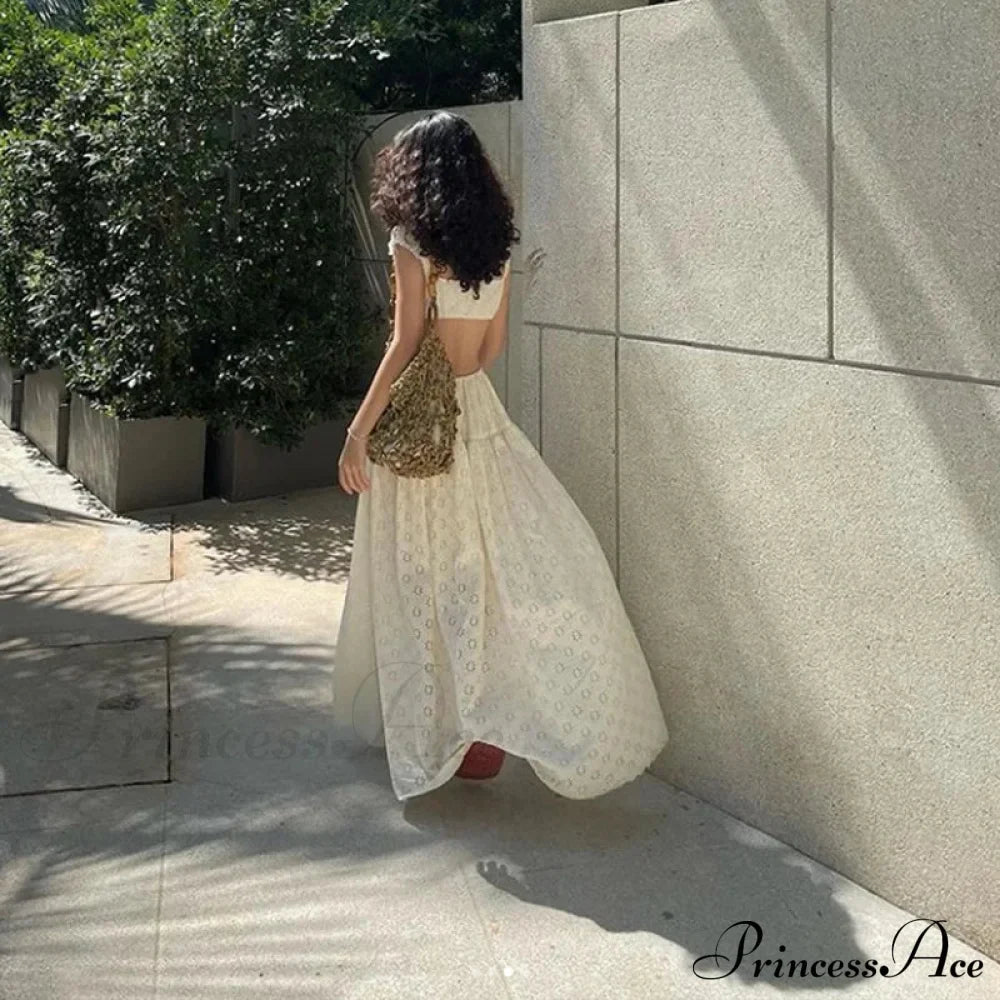 Embroidered Print Bralette Charming And Maxi Skirt Set