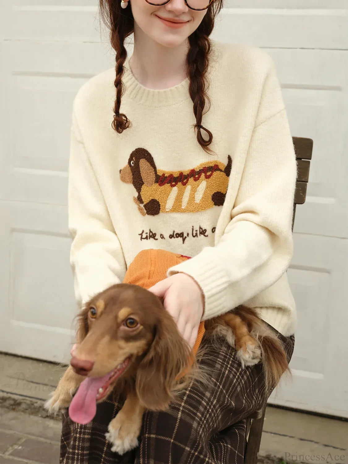 Embroidered Round Neck Drop Sleeve Sweater