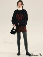 Embroidery Elegant Bow Sweater