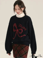 Embroidery Elegant Bow Sweater