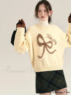Embroidery Elegant Bow Sweater